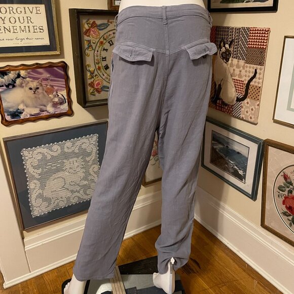 We the Free Gray 80% Viscose 20% Linen High-Waisted Loose Fit Trousers Size 30 - Picture 3 of 6